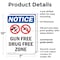 Signmission Gun Free Drug Free Zone OSHA Notice Sign, Plastic, 7in W x 10in L, 2PK OS-2PACK-NS-P-710-V-13177 - alternate 3